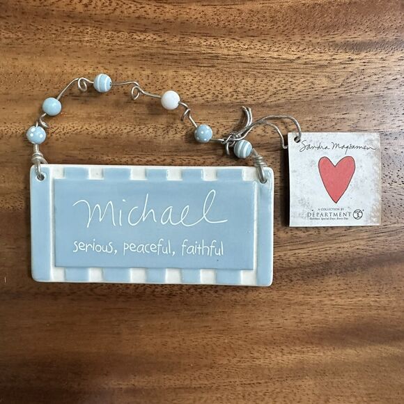 Department 56 Sandra Magsamen Boy Name Tag Ornament Decor Ceramic Plaque MICHAEL - Picture 6 of 6